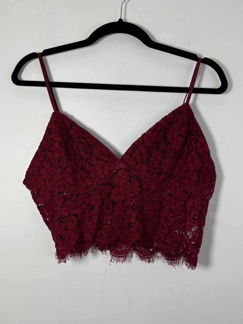 Bardot Womens Size Medium Sienna Burgundy Floral Lace Bralette Crop Top Festival